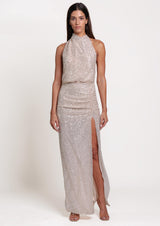 Alana High-Neck Open Back Maxi Dress