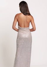 Alana High-Neck Open Back Maxi Dress