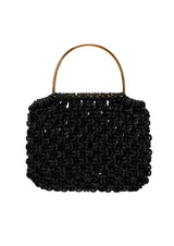 Alice Crystal-Studded Woven Metallic Handle Handbag