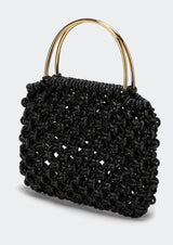 Alice Crystal-Studded Woven Metallic Handle Handbag