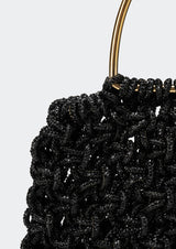 Alice Crystal-Studded Woven Metallic Handle Handbag
