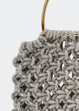 Alice Crystal-Studded Woven Metallic Handle Handbag