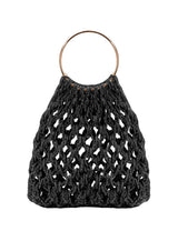 Ambra Ring-Handle Crystal Woven Handbag