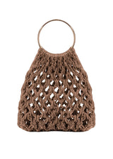 Ambra Ring-Handle Crystal Woven Handbag