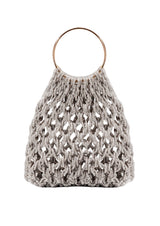 Ambra Ring-Handle Crystal Woven Handbag