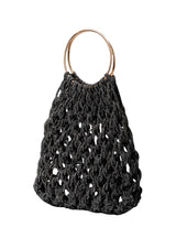 Ambra Ring-Handle Crystal Woven Handbag