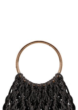 Ambra Ring-Handle Crystal Woven Handbag