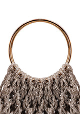 Ambra Ring-Handle Crystal Woven Handbag