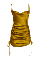 Aqua Backless Silk Mini Slip Dress