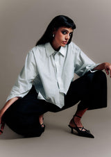 Asymmetric Cropped Cotton Shirt