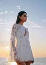 Asymmetric Crystal Sequin Feathered Mini Dress