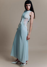 Asymmetric Cut-Out Lace Maxi Dress