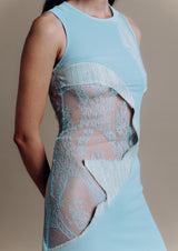 Asymmetric Cut-Out Lace Maxi Dress