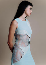 Asymmetric Cut-Out Lace Maxi Dress