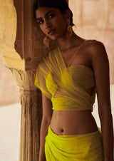 Asymmetric Draped Sari Crop Top