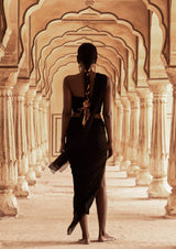 Asymmetric Draped Silk Dupatta Crop Top