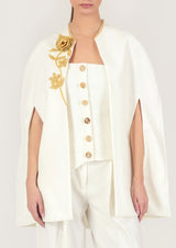 Asymmetric Gold Button Tweed Corset Top