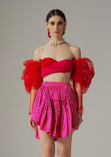 Asymmetrical Puff Sleeve Crop Top