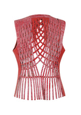 Attalea Fringed V-Neck Leather Vest