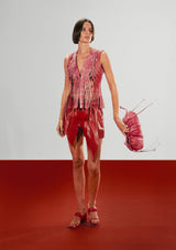 Attalea Fringed V-Neck Leather Vest