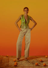 Attalea Woven Fringed Leather Vest