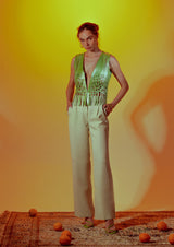 Attalea Woven Fringed Leather Vest