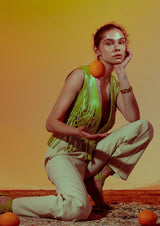 Attalea Woven Fringed Leather Vest