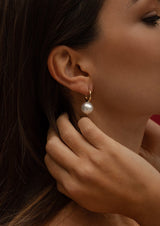 Baroque Mini Hoops Gold Pearl Earrings1