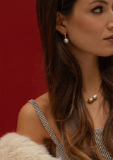 Baroque Mini Hoops Gold Pearl Earrings5