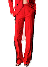 Beaded Fringe Gabardine Trousers