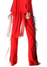 Beaded Fringe Gabardine Trousers