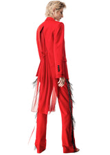 Beaded Fringe Gabardine Trousers