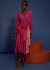 Blooming Flared Asymmetric Silk Skirt