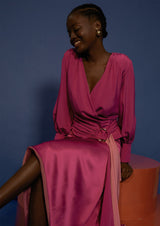 Blooming Flared Asymmetric Silk Skirt