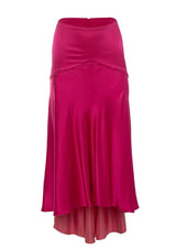 Blooming Flared Asymmetric Silk Skirt