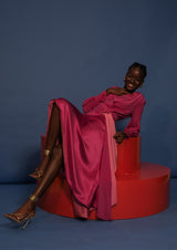 Blooming Flared Asymmetric Silk Skirt