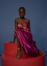 Blooming Flared Asymmetric Silk Skirt