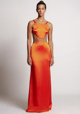 Coralee Cut-Out Crepe Satin Maxi Dress