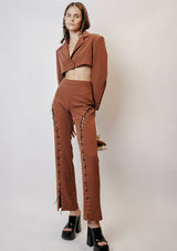 Cropped Oversized Shoulders Crepe Jacket