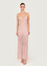 Crystal Embellished Lace Maxi Dress