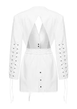 Cut-Out Fringed Denim Jacket-Dress