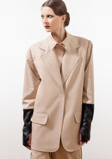 Detachable Collar Cotton-Mix Jacket