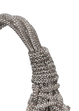 Diamond Crystal-Studded Micro Woven Handbag