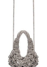 Diamond Crystal-Studded Micro Woven Handbag