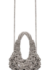Diamond Crystal-Studded Micro Woven Handbag