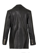 Ezra Collared Leather Blazer
