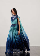 Fringed Caped Chiffon Kaftan Maxi Dress