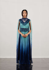 Fringed Caped Chiffon Kaftan Maxi Dress