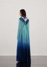 Fringed Caped Chiffon Kaftan Maxi Dress