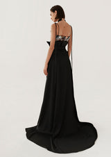 Full-Length Paper Bag Waist Satin Skirt